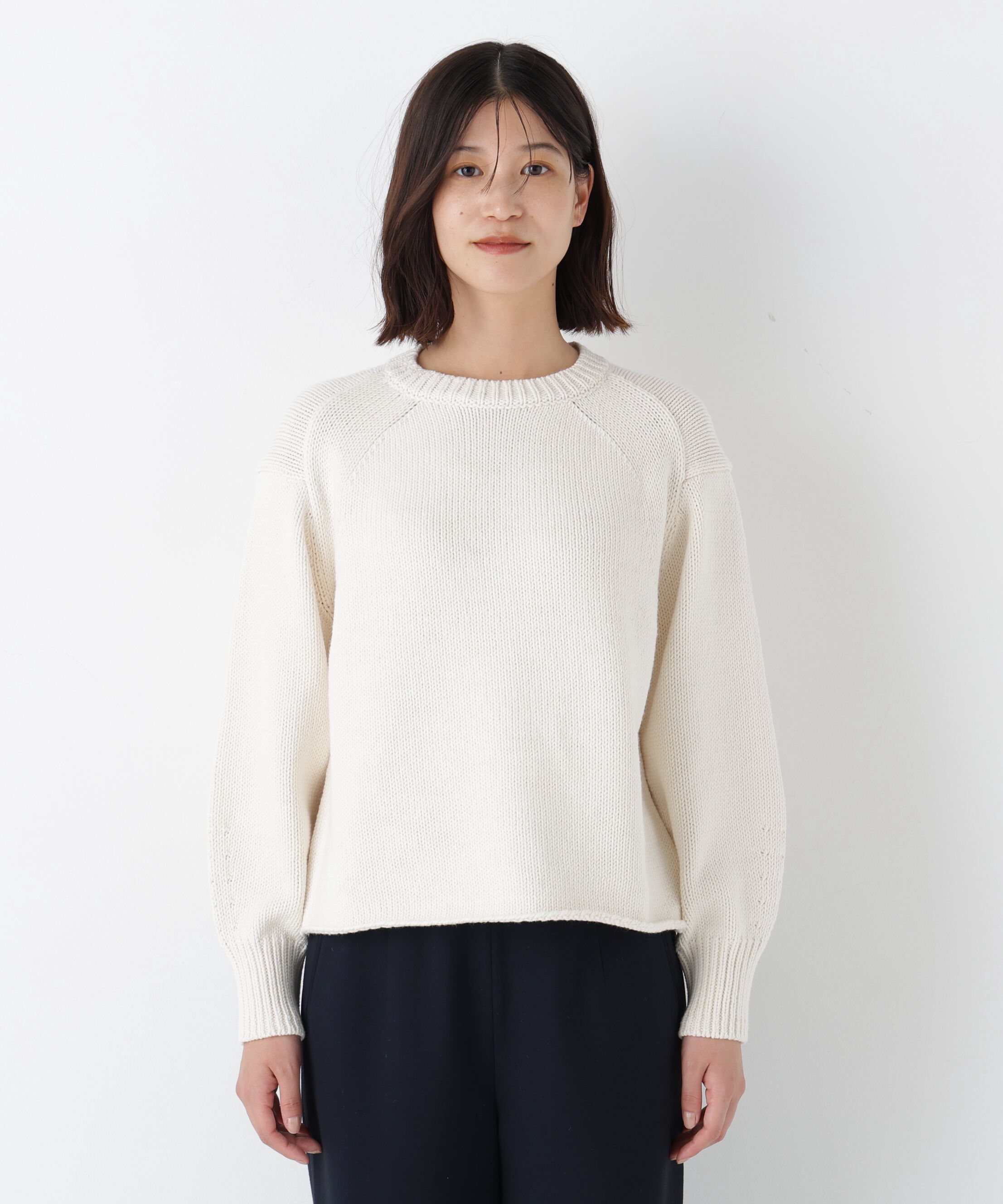  「◆コットンミックスローゲージニットプルオーバー」|ニット・セーター|