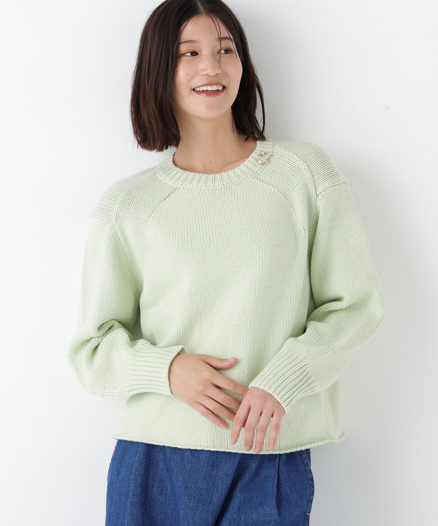  「◆コットンミックスローゲージニットプルオーバー」|ニット・セーター|