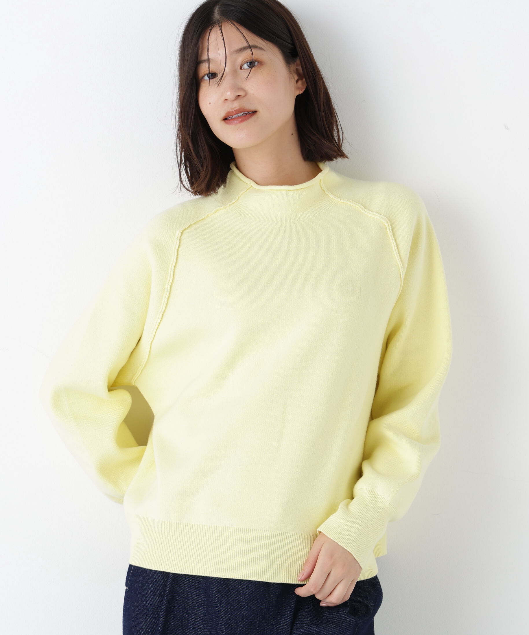  「◆コットンジャガードボトルネックＰＯ」|ニット・セーター|イエロー