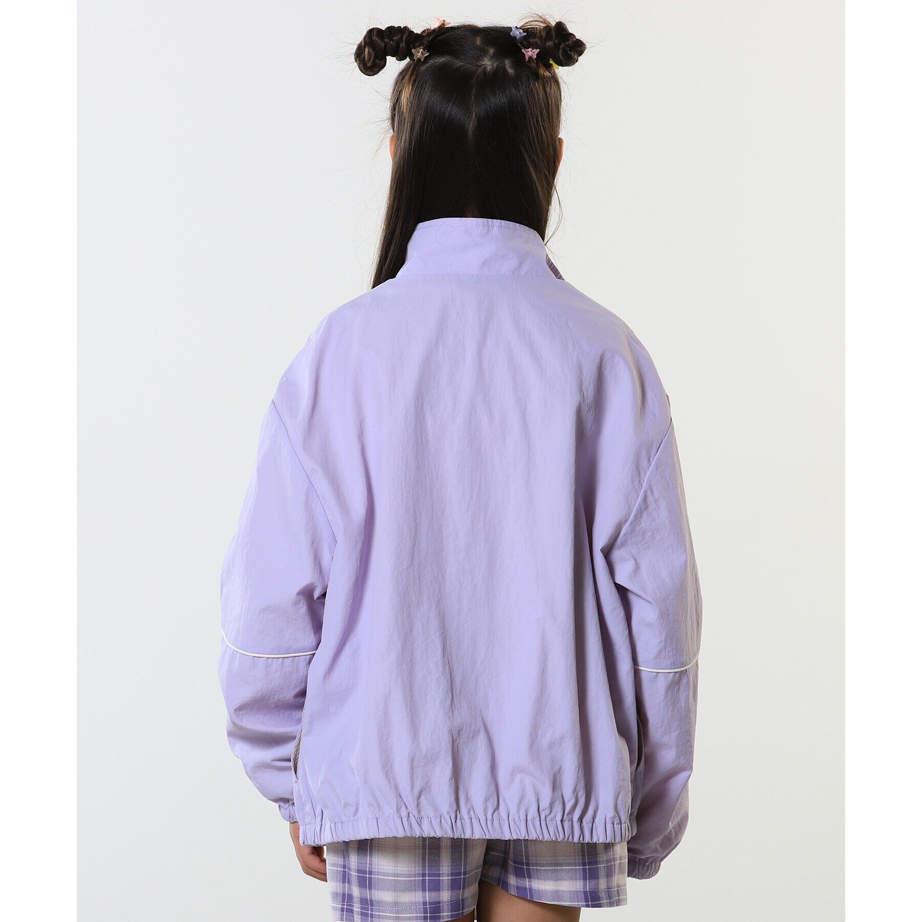 SHOO･LA･RUE「【100-150cm/洗える/男女兼用】スタンドカラー パイピングブルゾン」|ブルゾン・スタジャン|