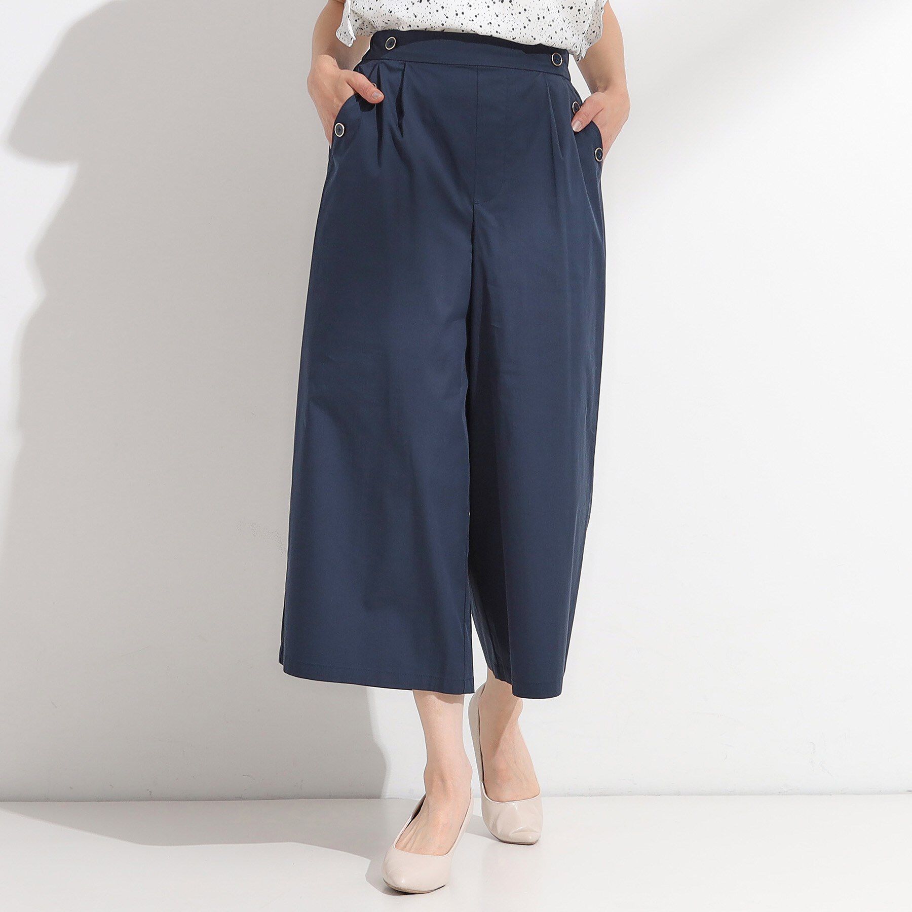 SHOO･LA･RUE「【S-LL/ひんやり/UV】すっきり見えマリン風 ガウチョパンツ」|その他|