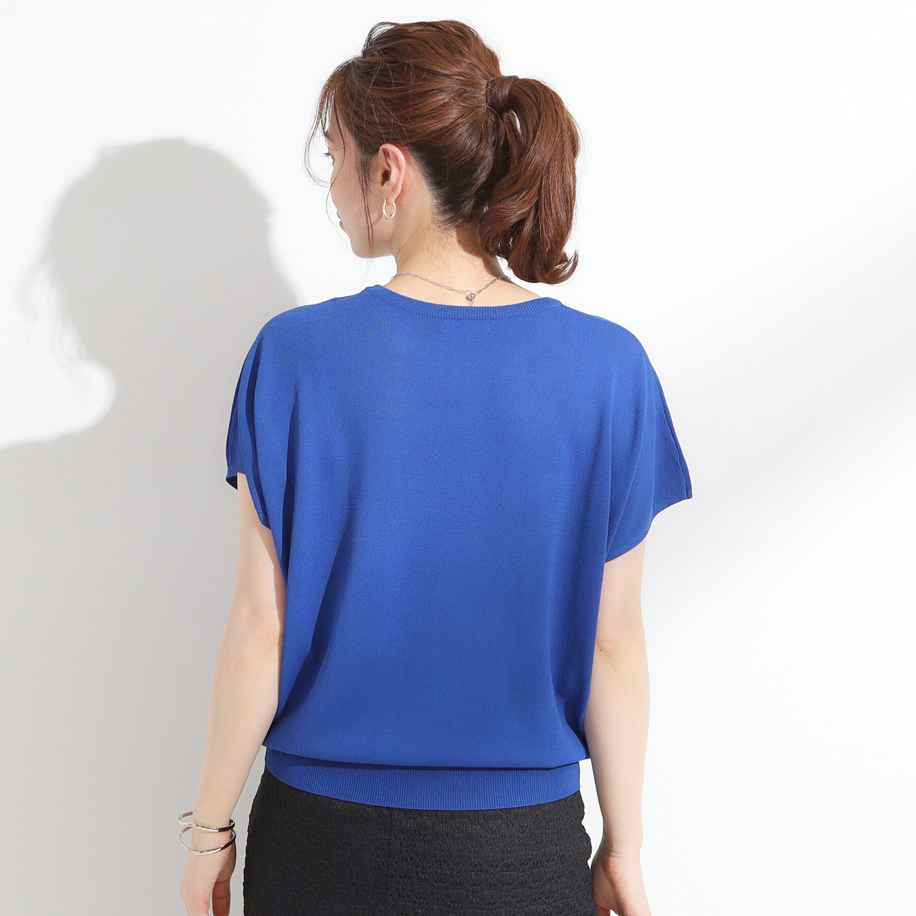 SHOO･LA･RUE「【ひんやり/S-LL】さらさらな肌触りが心地よい フレンチスリーブニット」|ニット・セーター|