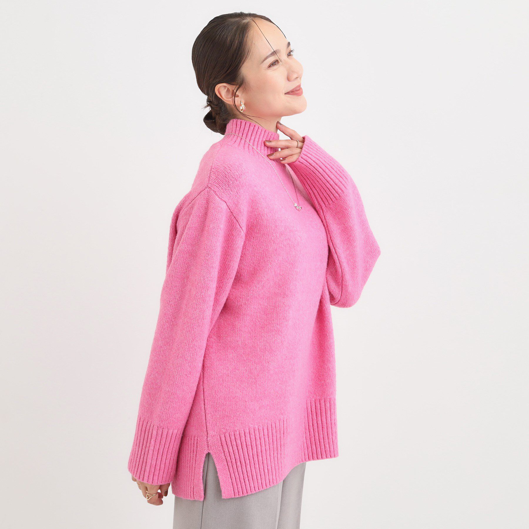 SHOO･LA･RUE「【S-LL】ゆるシルエットな メランジタートルニット」|ニット・セーター|