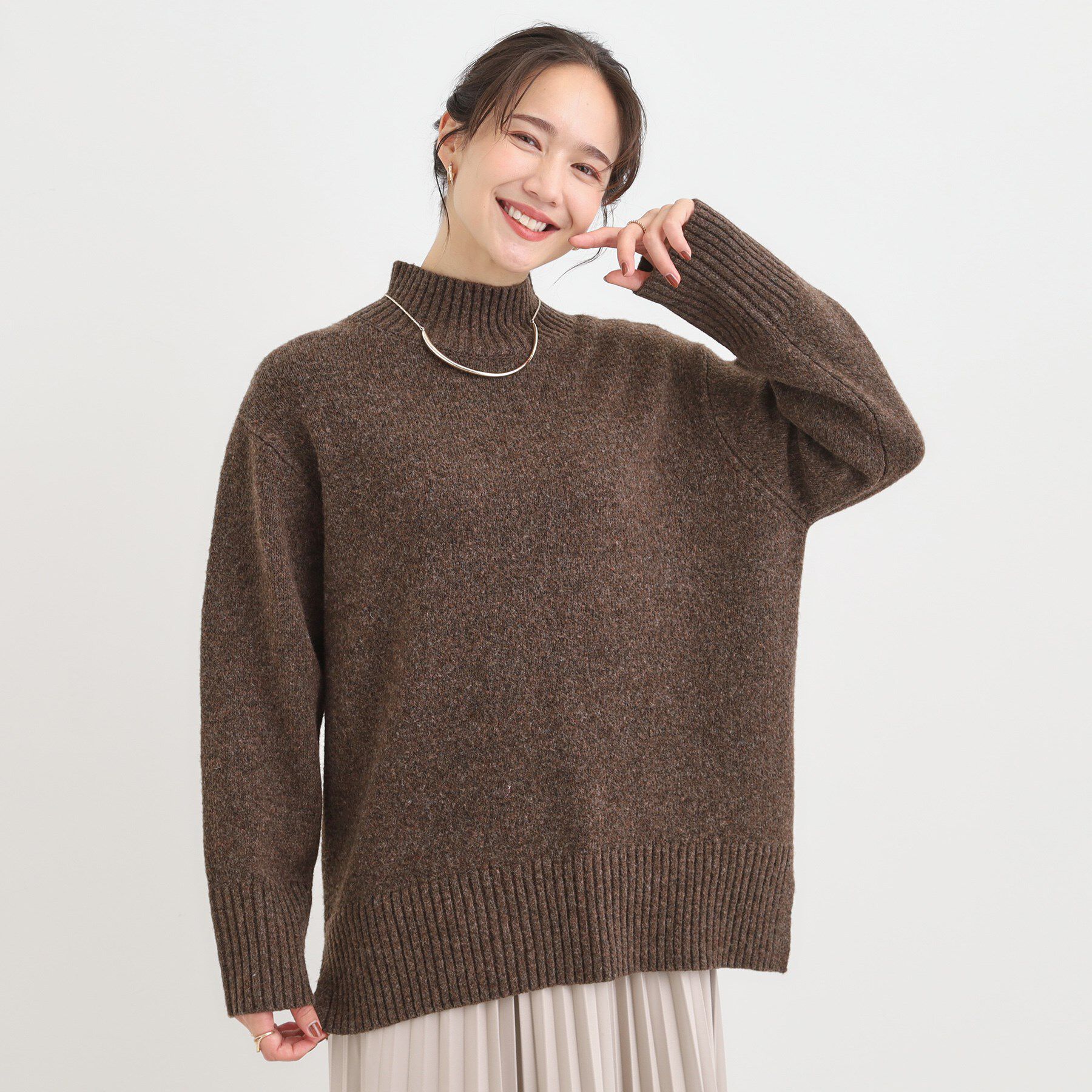 SHOO･LA･RUE「【S-LL】ゆるシルエットな メランジタートルニット」|ニット・セーター|