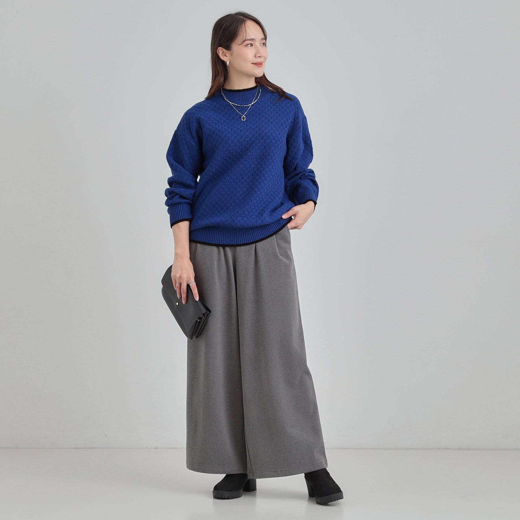 SHOO･LA･RUE「【洗濯機可/毛玉レス】配色がアクセント ダイヤ柄ゆるニット」|ニット・セーター|