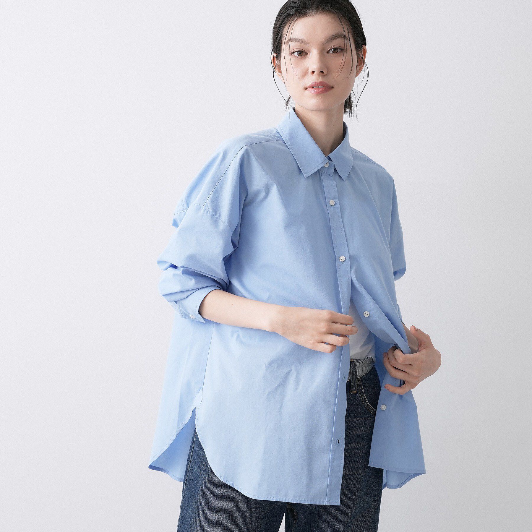 Dessin「【洗える】バックボタンオーバーシャツ」|シャツ・ブラウス|