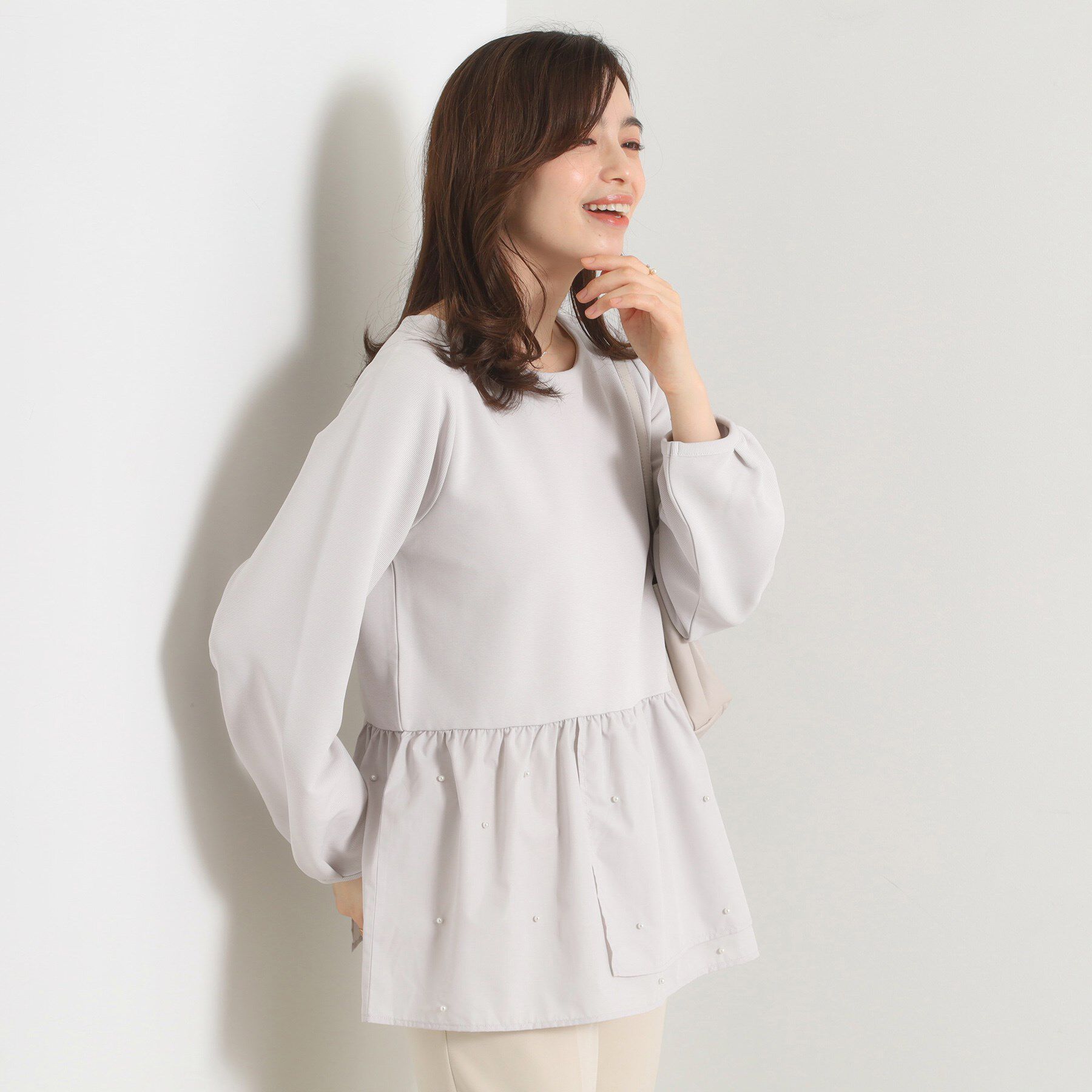 ITS&rsquo;DEMO「【手洗い可】異素材切替リップルプルオーバー」|Tシャツ・カットソー|