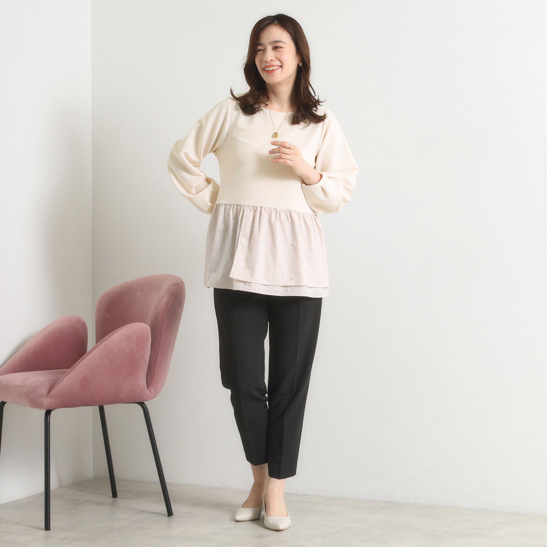 ITS&rsquo;DEMO「【手洗い可】異素材切替リップルプルオーバー」|Tシャツ・カットソー|