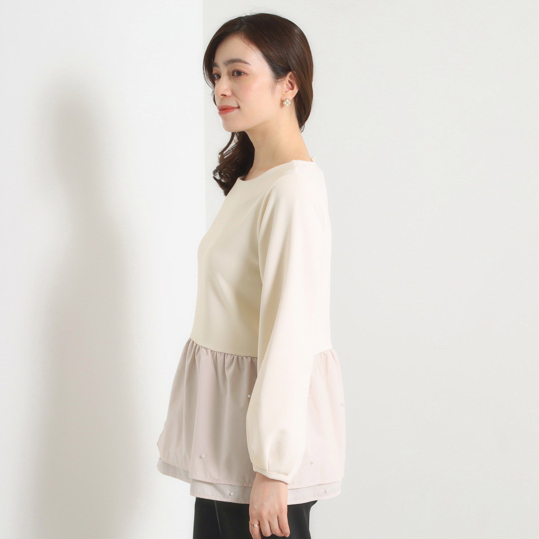 ITS&rsquo;DEMO「【手洗い可】異素材切替リップルプルオーバー」|Tシャツ・カットソー|