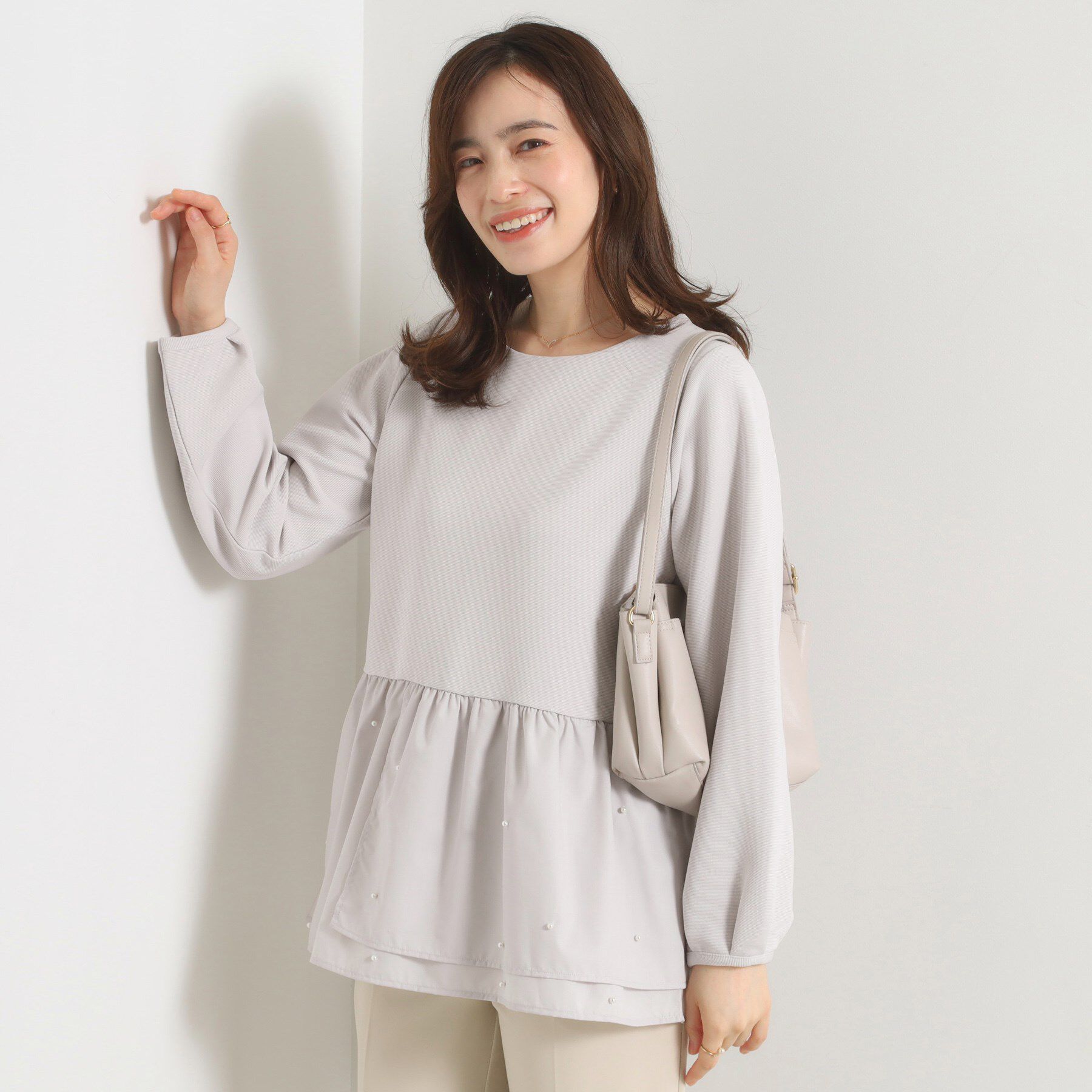 ITS&rsquo;DEMO「【手洗い可】異素材切替リップルプルオーバー」|Tシャツ・カットソー|