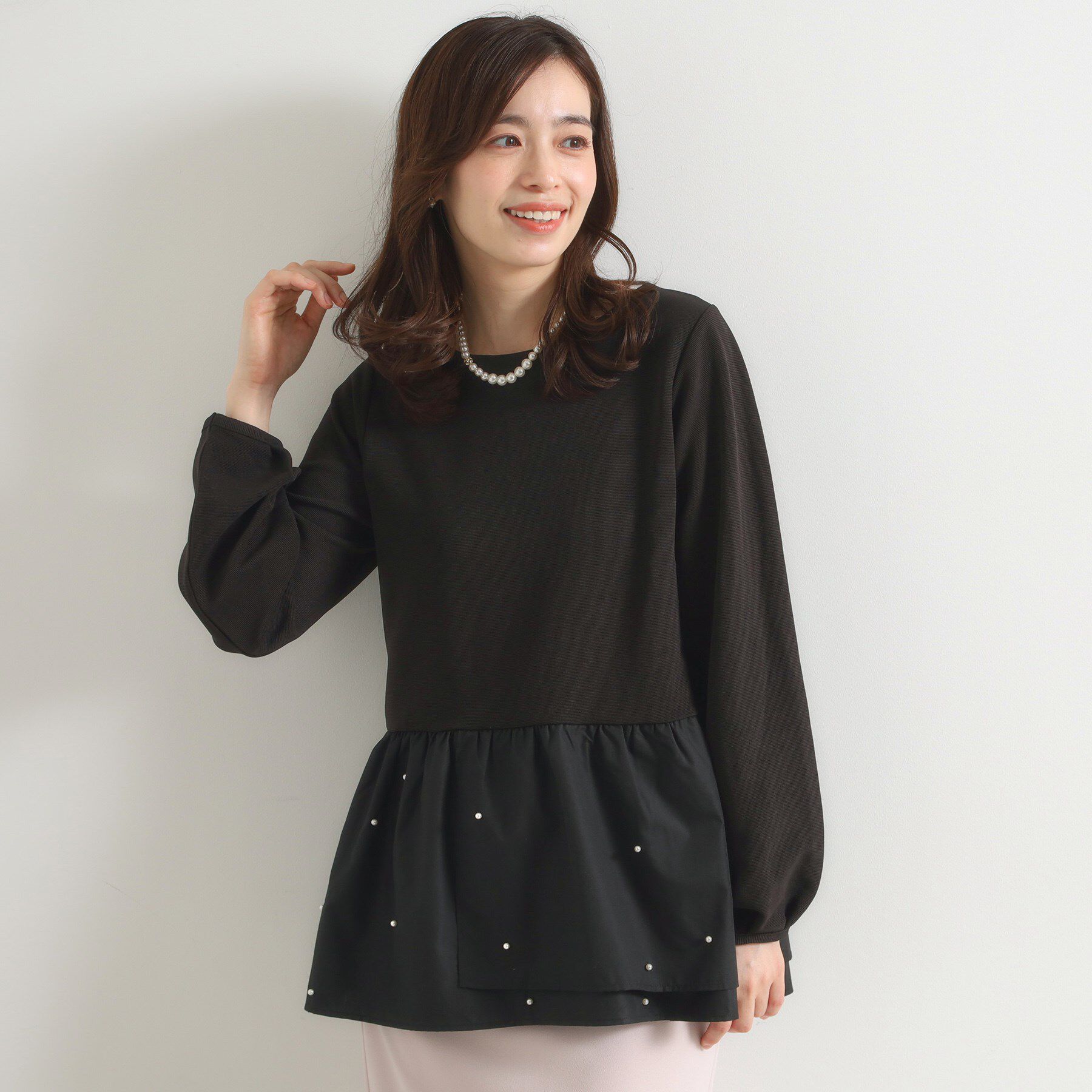 ITS&rsquo;DEMO「【手洗い可】異素材切替リップルプルオーバー」|Tシャツ・カットソー|