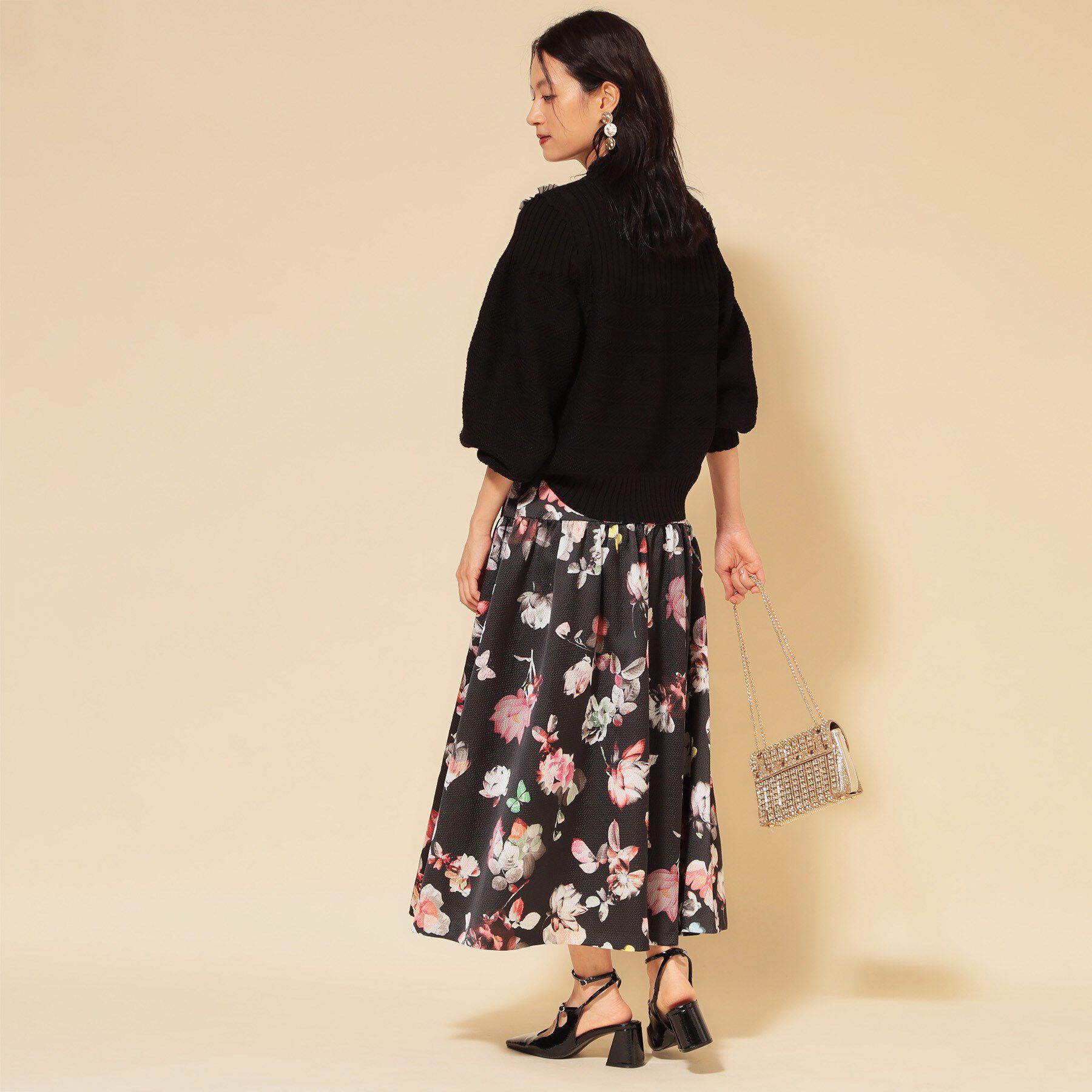 SunaUna「【COLLECTION LINE】花柄タックスカート」|スカート|