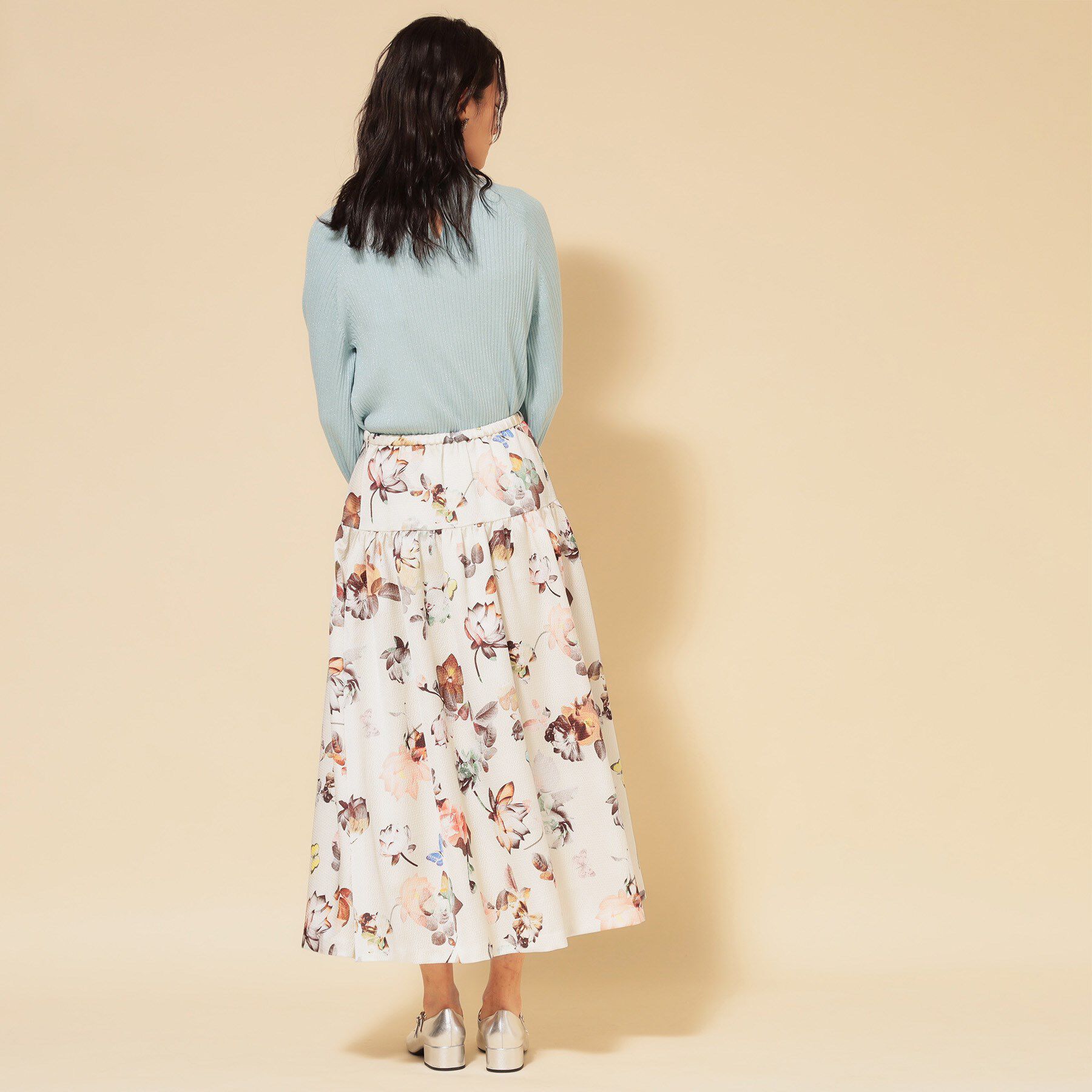 SunaUna「【COLLECTION LINE】花柄タックスカート」|スカート|