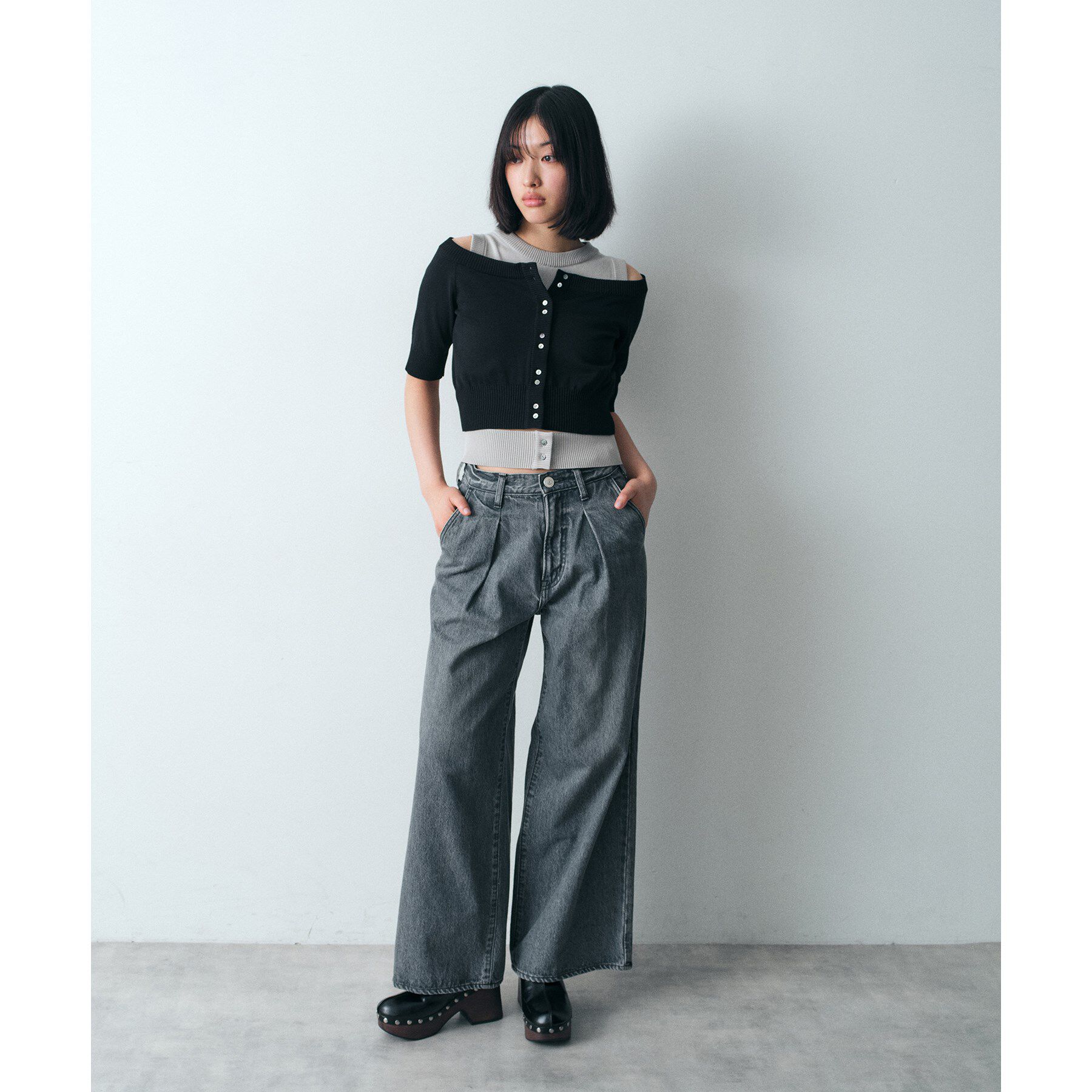 CODE A「design knit short cardigan」|カーディガン|