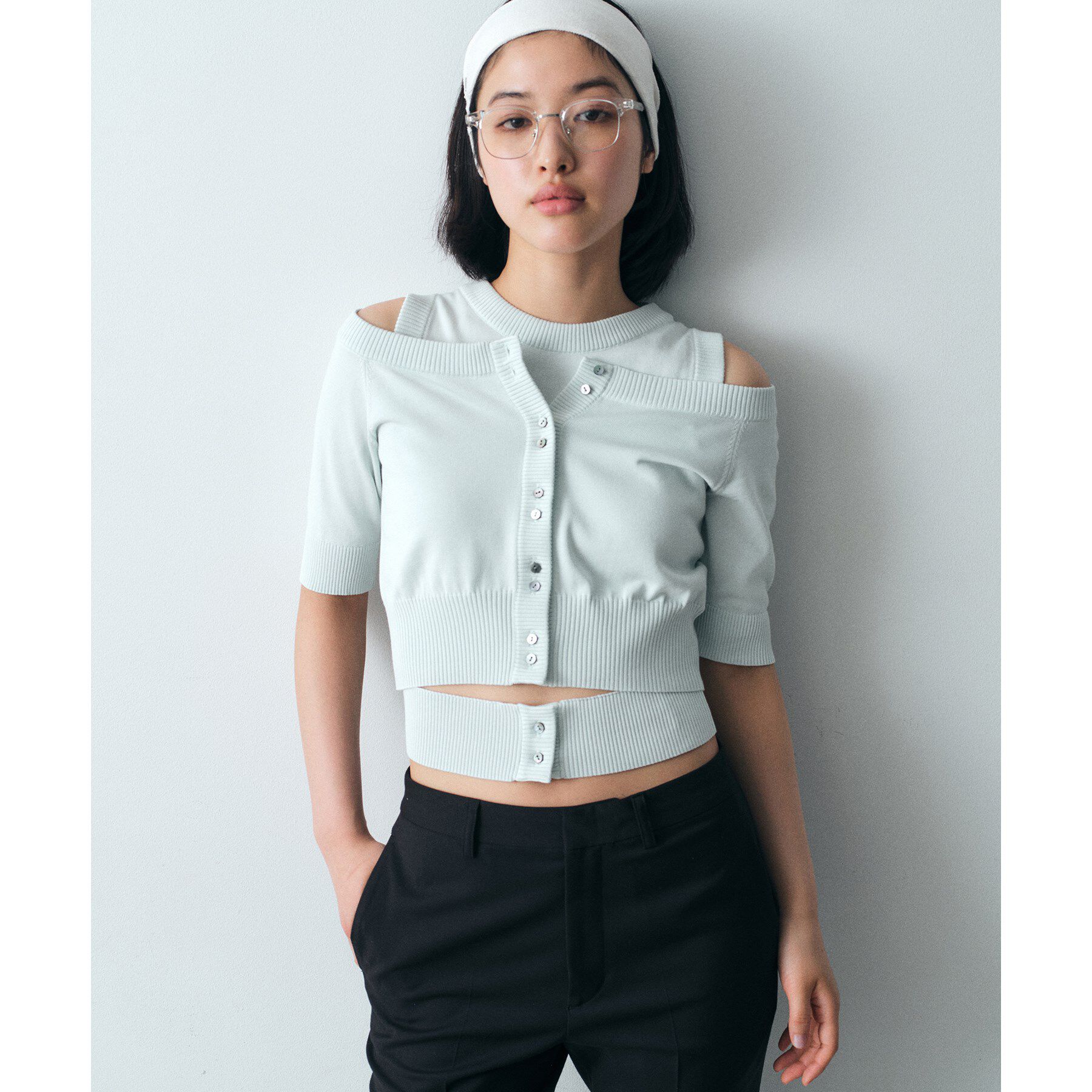 CODE A「design knit short cardigan」|カーディガン|