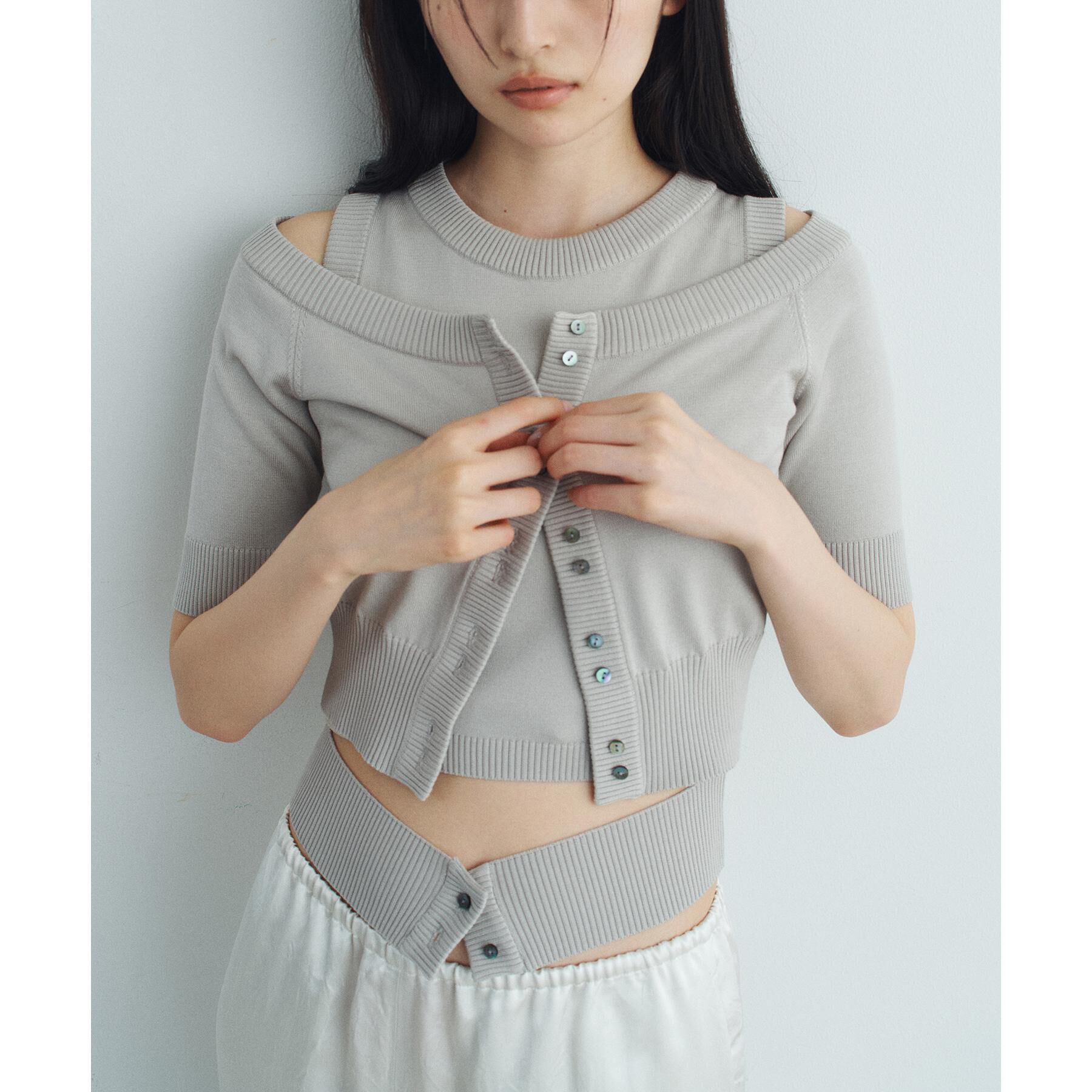 CODE A「design knit short cardigan」|カーディガン|