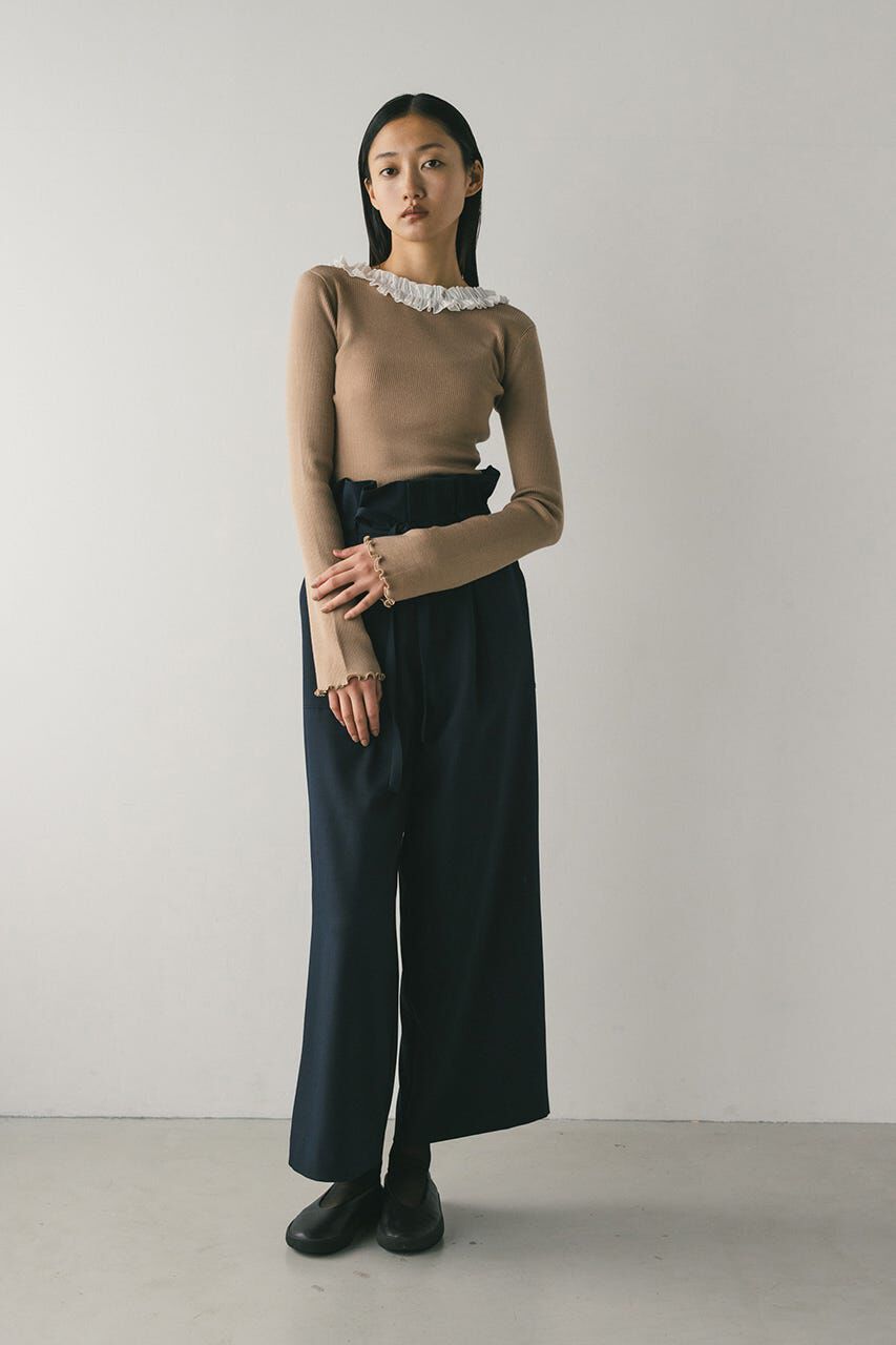 STYLEMIXER「バックオープンフリルニットトップ」|ニット・セーター|BEG