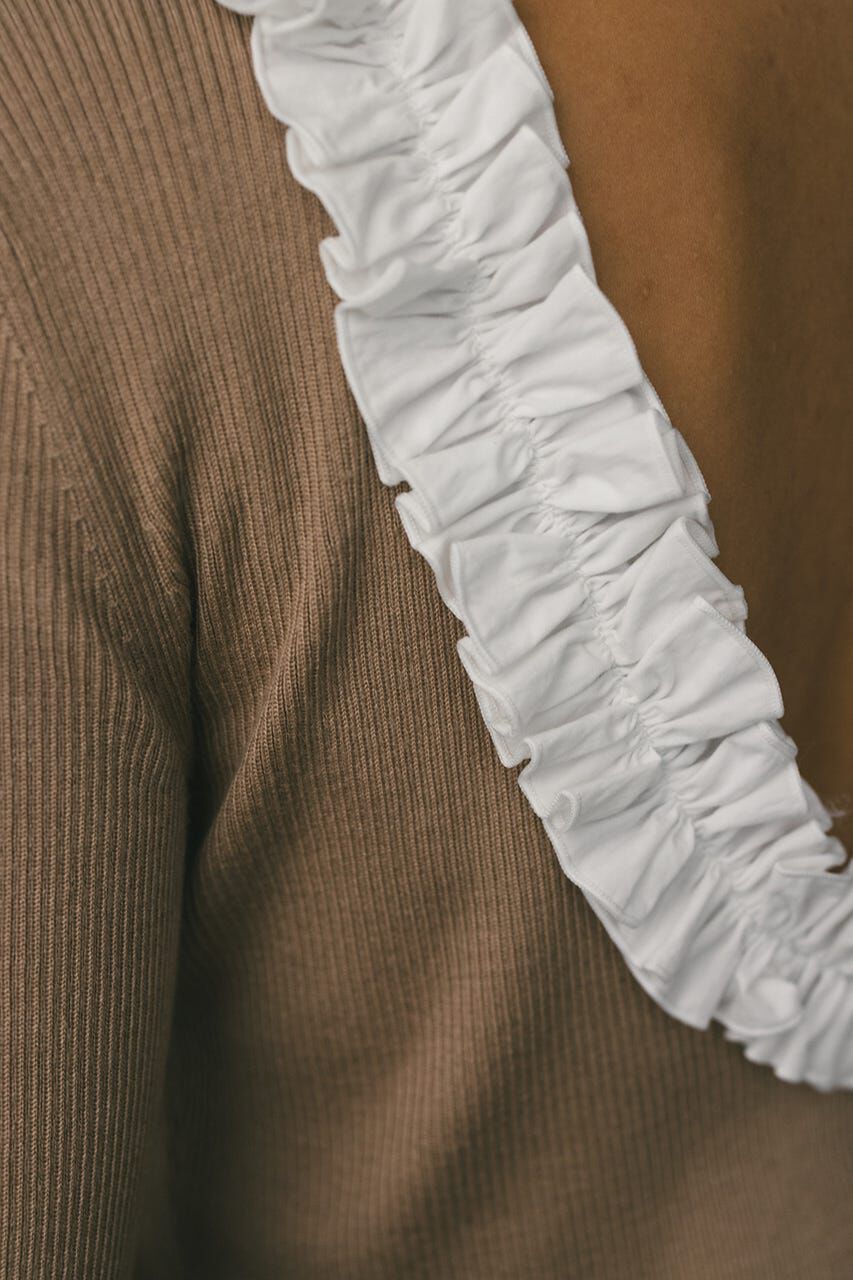 STYLEMIXER「バックオープンフリルニットトップ」|ニット・セーター|