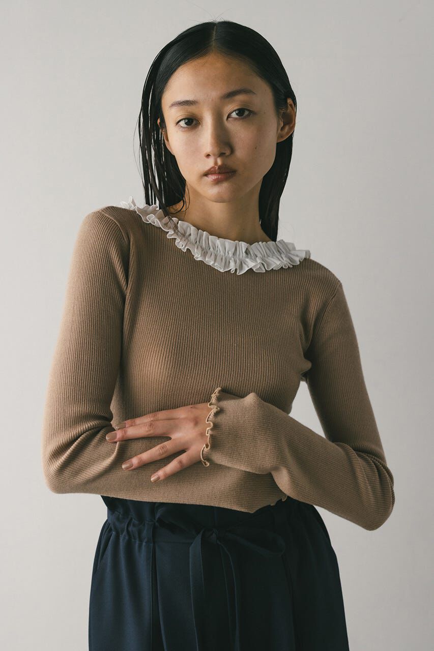 STYLEMIXER「バックオープンフリルニットトップ」|ニット・セーター|