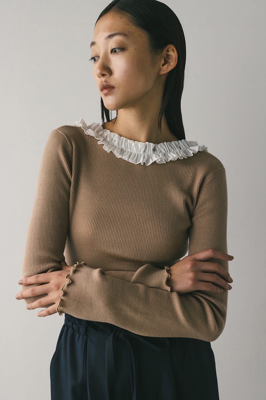STYLEMIXER「バックオープンフリルニットトップ」|ニット・セーター|