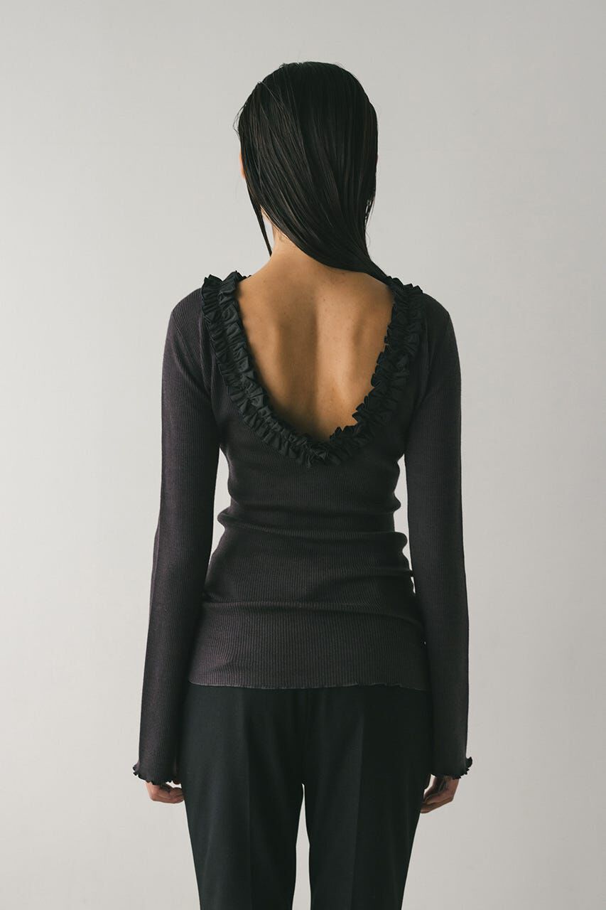 STYLEMIXER「バックオープンフリルニットトップ」|ニット・セーター|