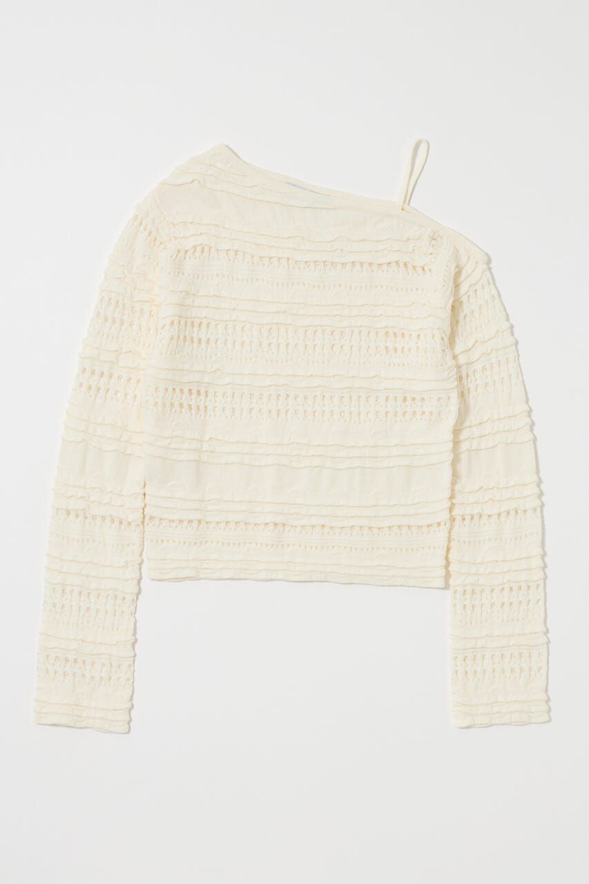 MOUSSY「RANDOM STRIPE OFF SHOULDER トップス」|ニット・セーター|