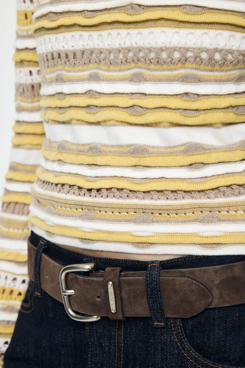 MOUSSY「RANDOM STRIPE OFF SHOULDER トップス」|ニット・セーター|