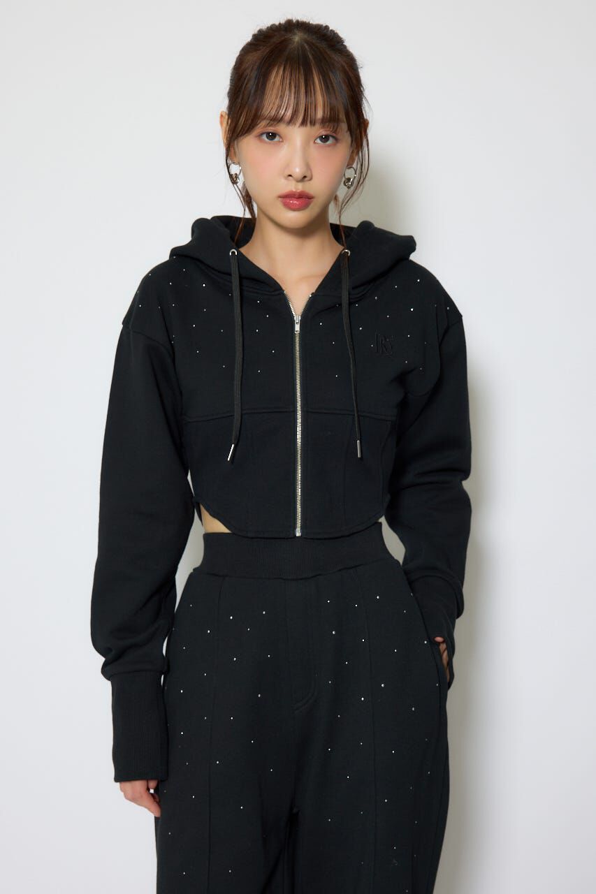 rienda「ビスチェディティールフードスウェット」|Tシャツ・カットソー|BLK