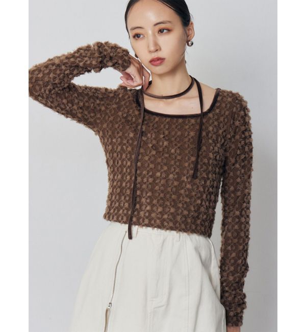 MURUA「リボンタイフェザートップス」|Tシャツ・カットソー|ブラウン