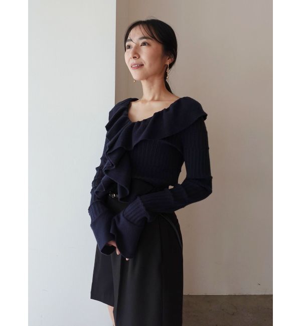 LAGUNAMOON「ラッフルフリルニットプルオーバー」|ニット・セーター|