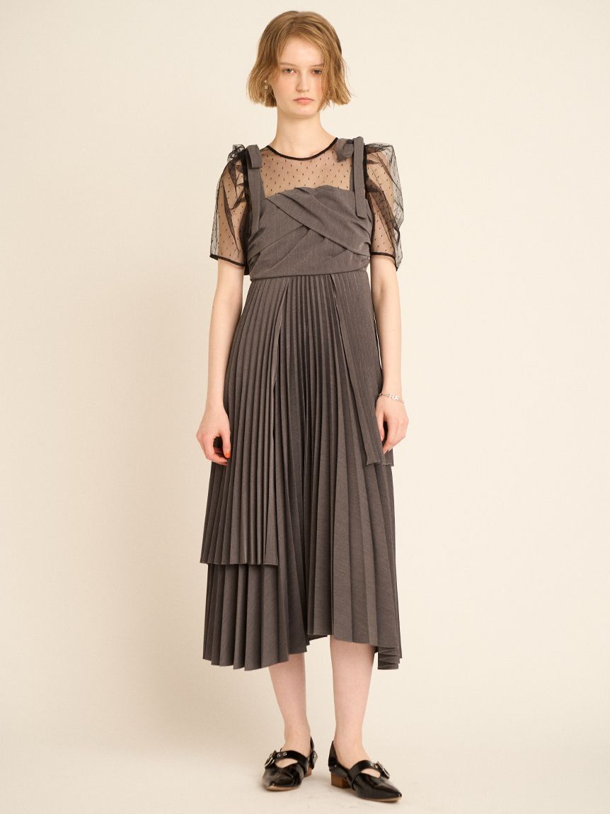 FURFUR「プリーツデザインドッキングドレス」|ドレス|GRY