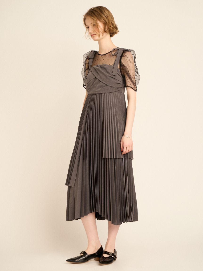 FURFUR「プリーツデザインドッキングドレス」|ドレス|