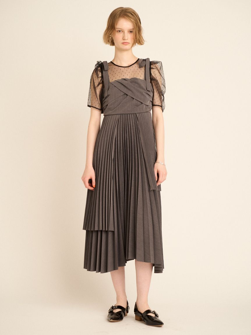 FURFUR「プリーツデザインドッキングドレス」|ドレス|