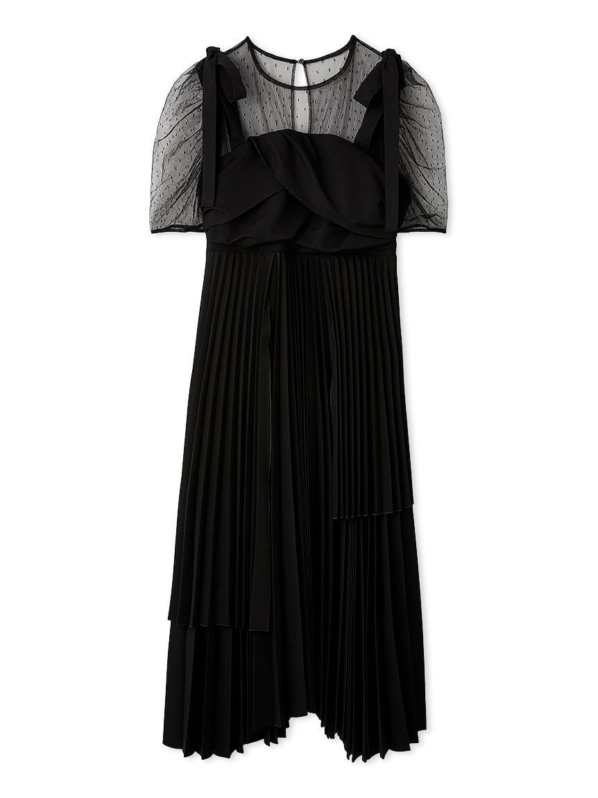 FURFUR「プリーツデザインドッキングドレス」|ドレス|BLK
