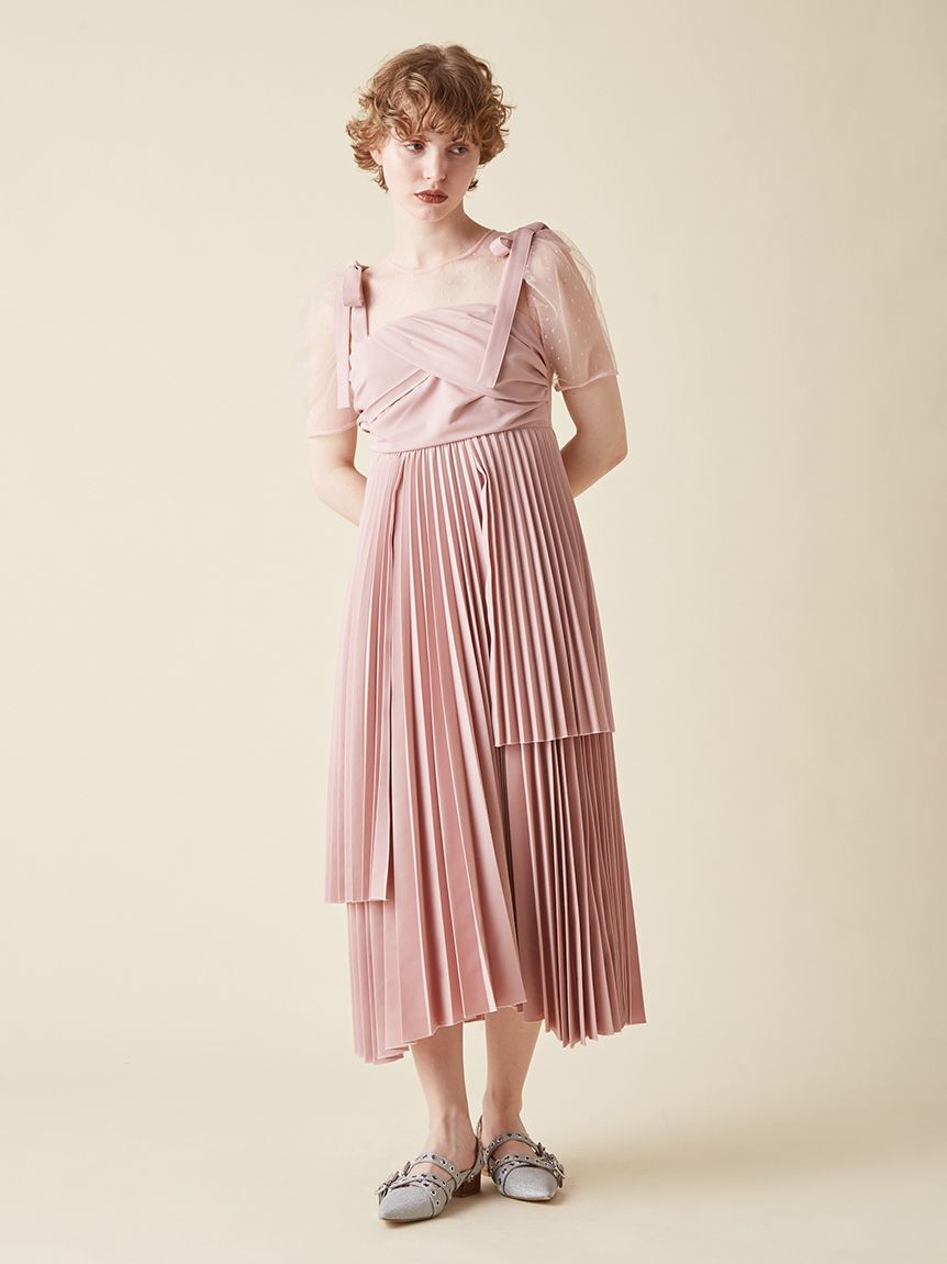 FURFUR「プリーツデザインドッキングドレス」|ドレス|PNK
