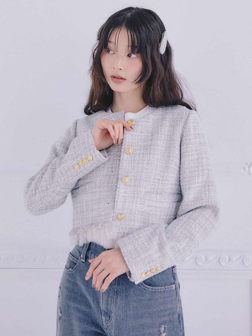 FURFUR「【限定カラー】ツイードジャケット」|ノーカラージャケット|