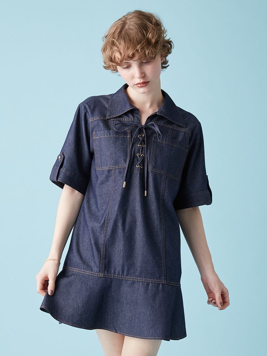 FURFUR「レースアップミニワンピース」|ワンピース|