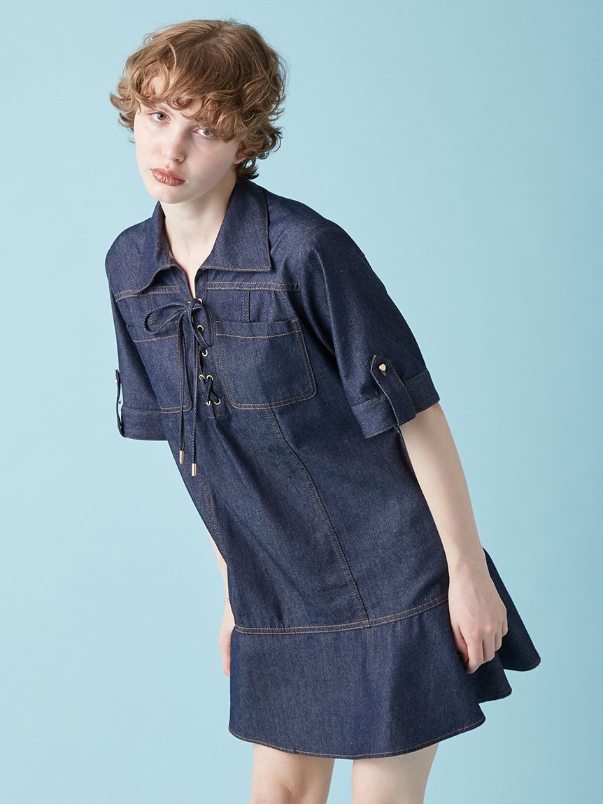 FURFUR「レースアップミニワンピース」|ワンピース|