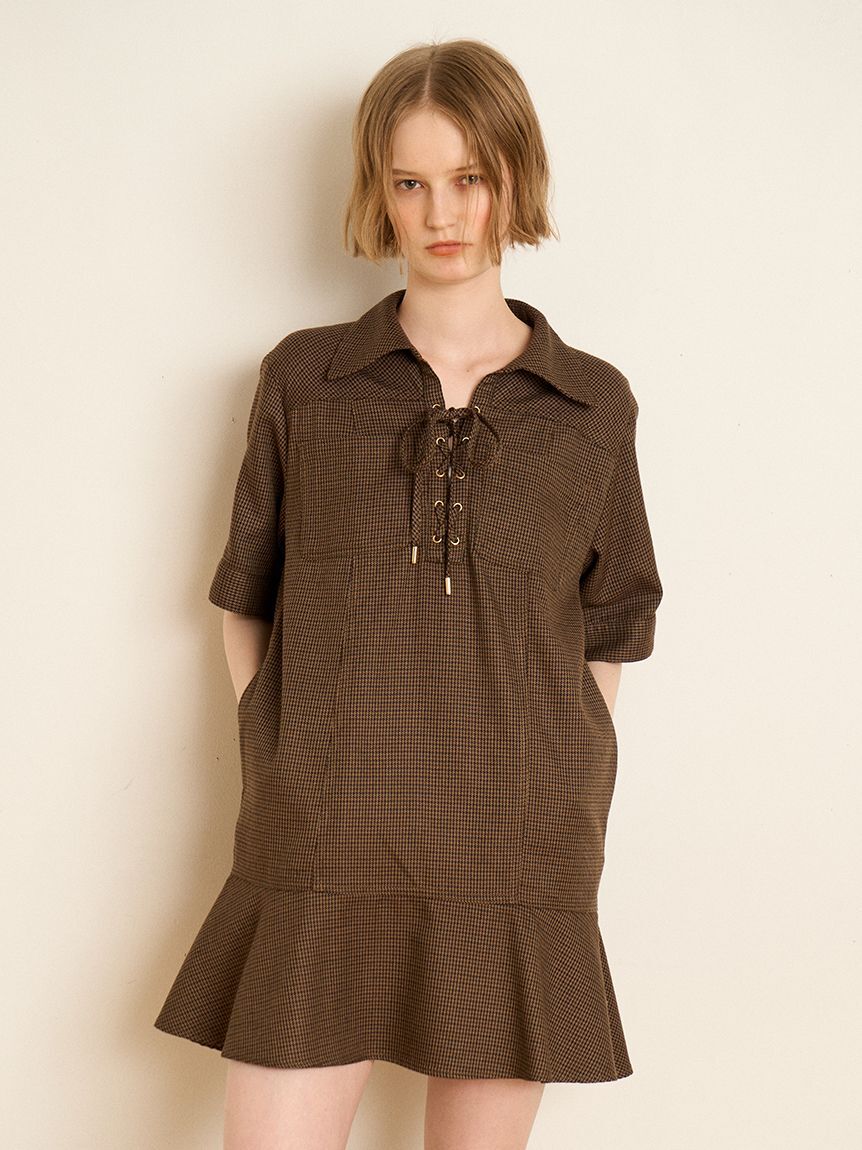 FURFUR「レースアップミニワンピース」|ワンピース|