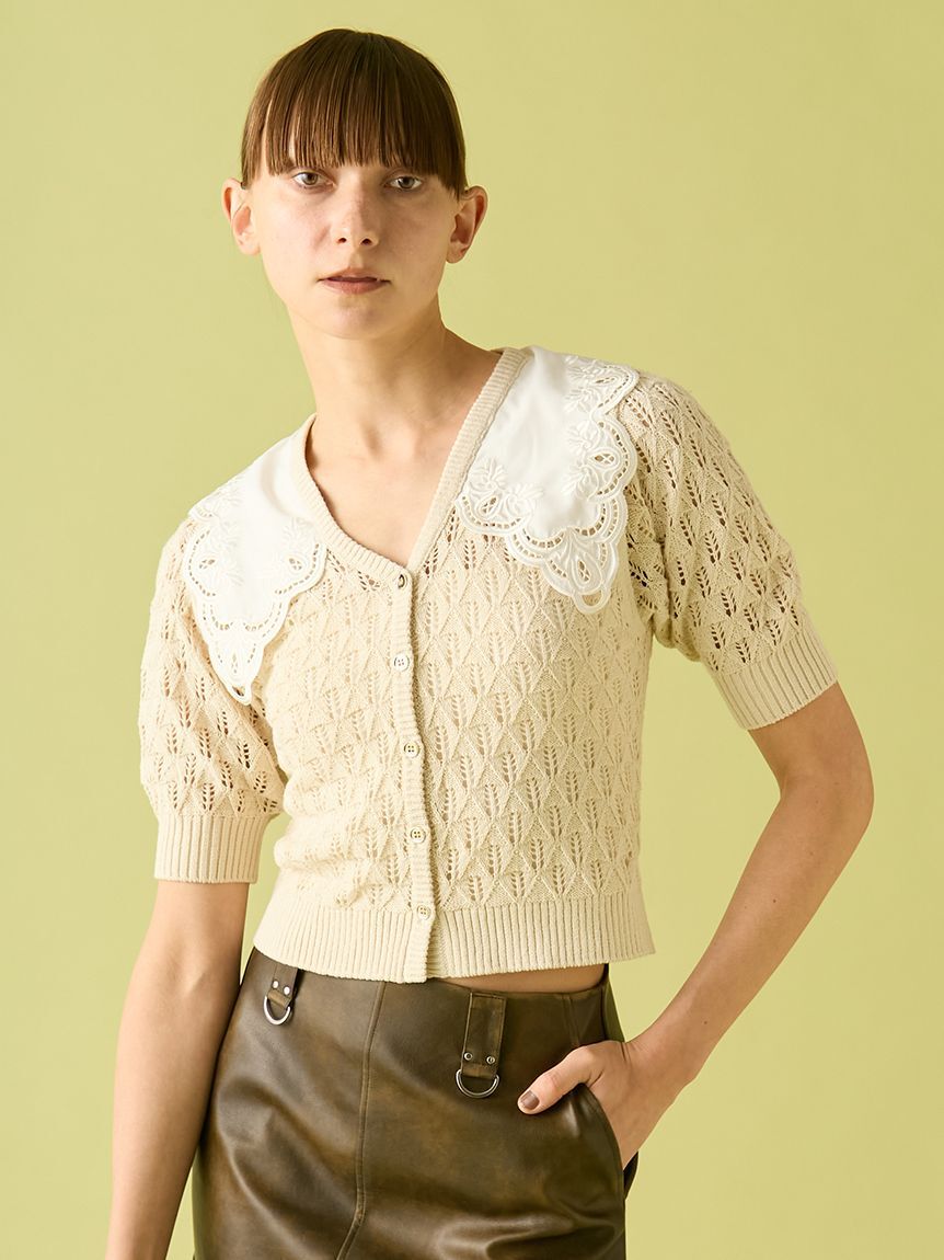 FURFUR「レースカラーカーディガン」|カーディガン|