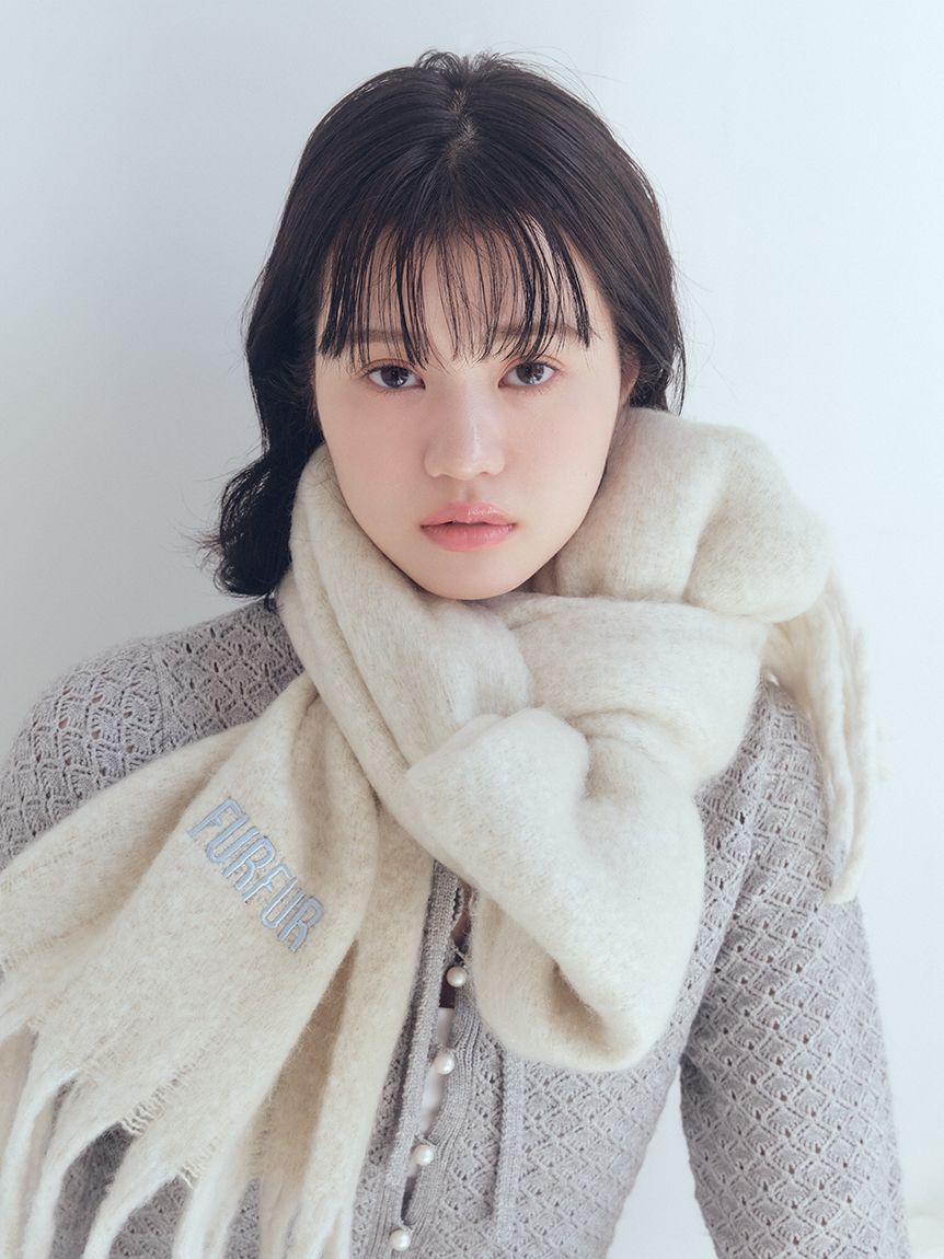 FURFUR「ロゴ刺繍フリンジストール」|マフラー|