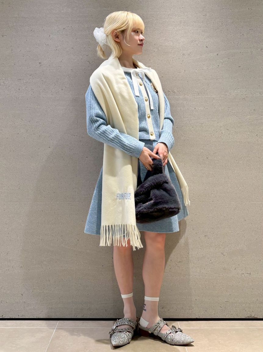 FURFUR「ロゴ刺繍大判ストール」|マフラー|