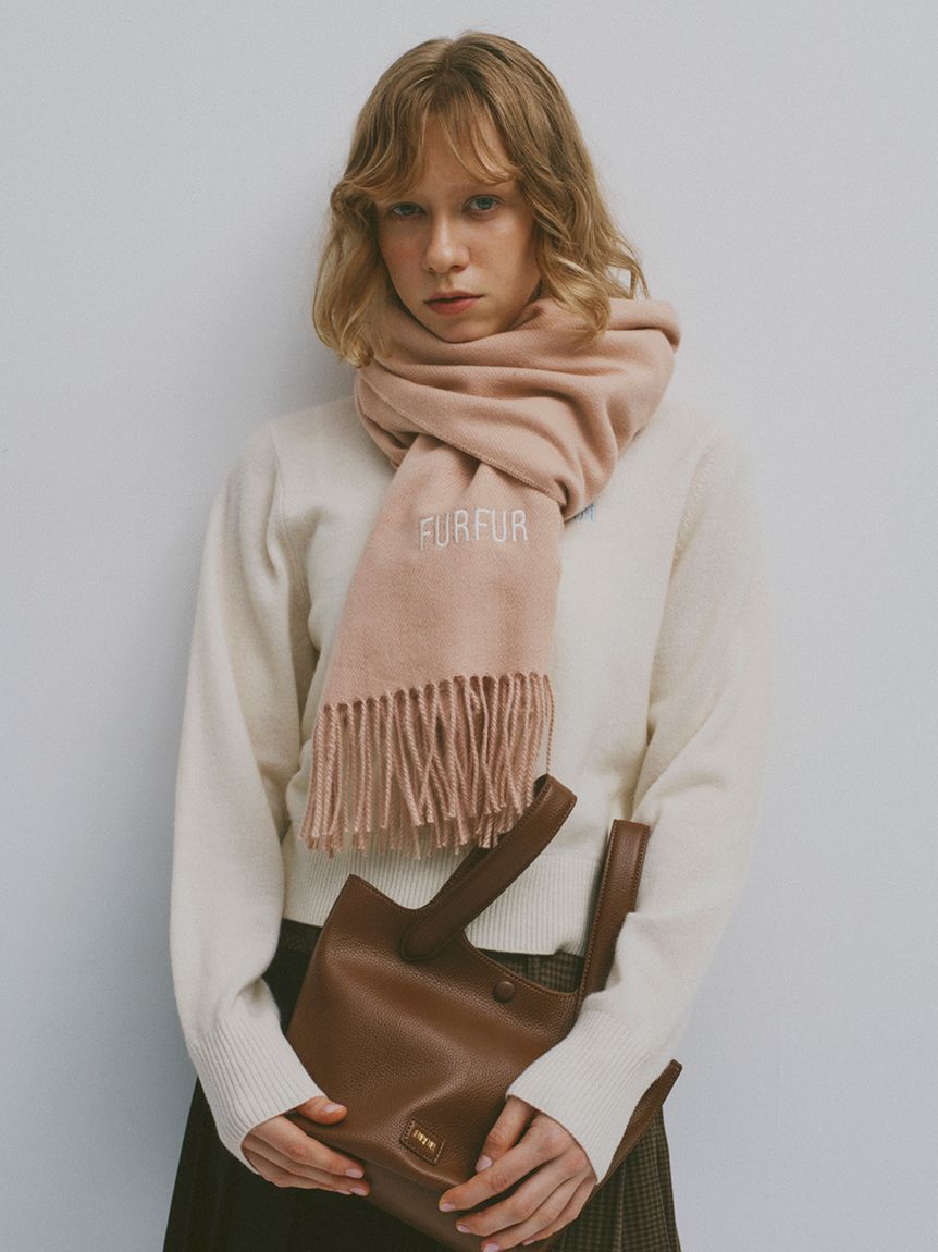 FURFUR「ロゴ刺繍大判ストール」|マフラー|