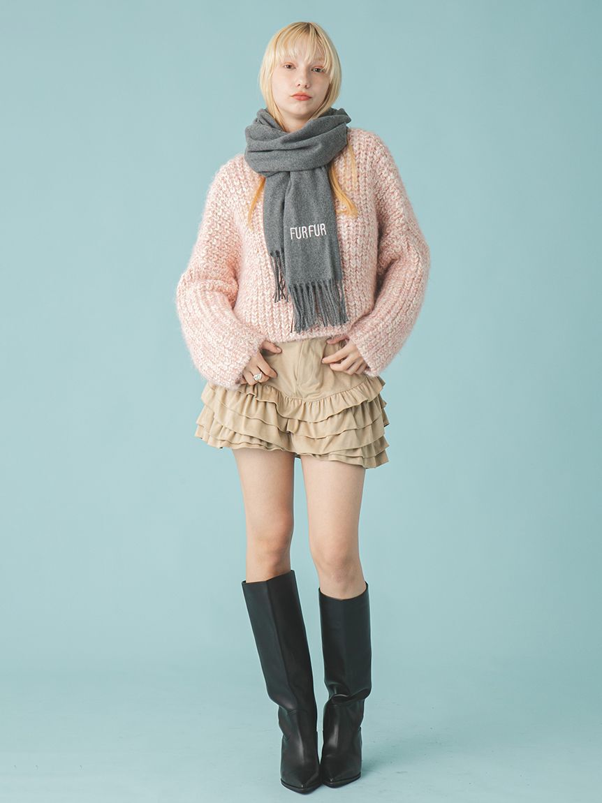 FURFUR「ロゴ刺繍大判ストール」|マフラー|