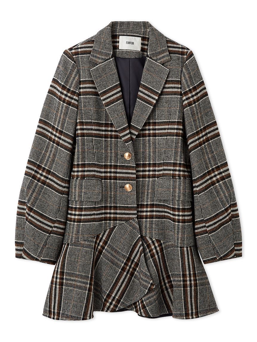 FURFUR「ツイードフレアドレスコート」|チェスターコート|