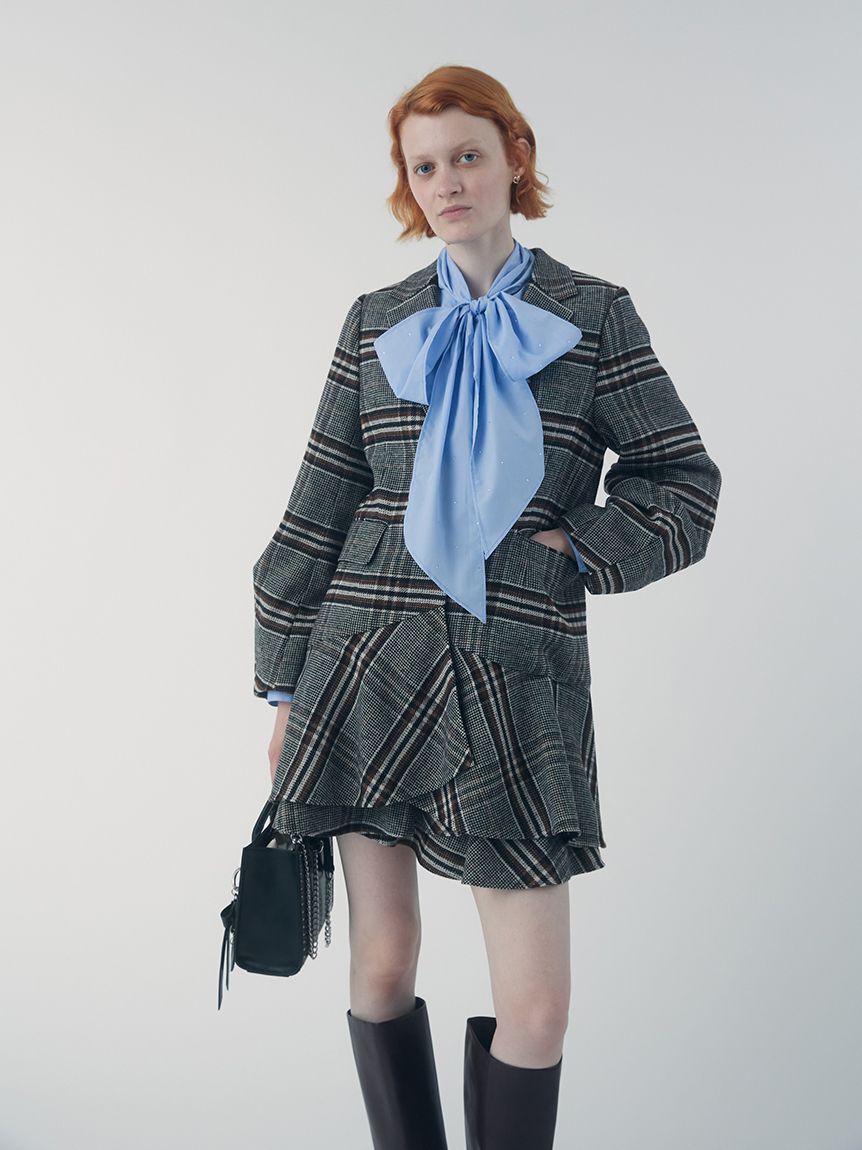 FURFUR「ツイードフレアドレスコート」|チェスターコート|