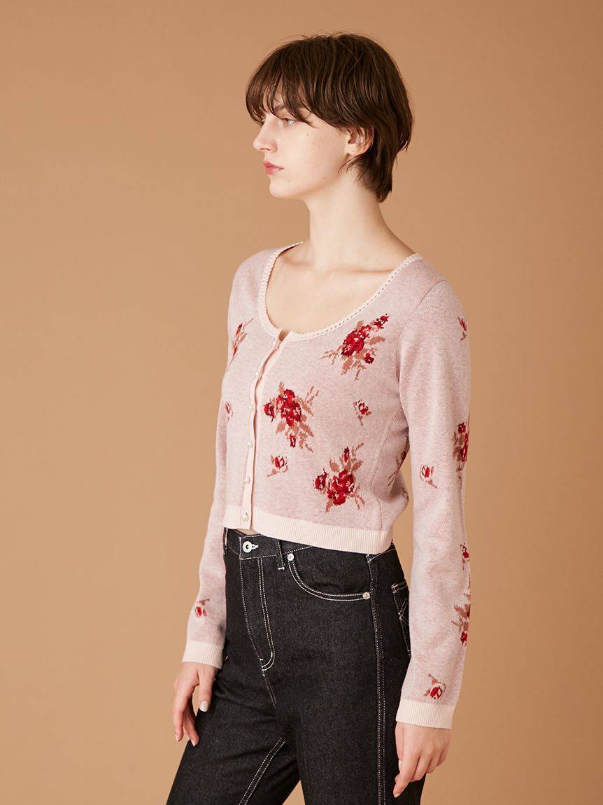 FURFUR「フラワージャガードカーディガン」|カーディガン|