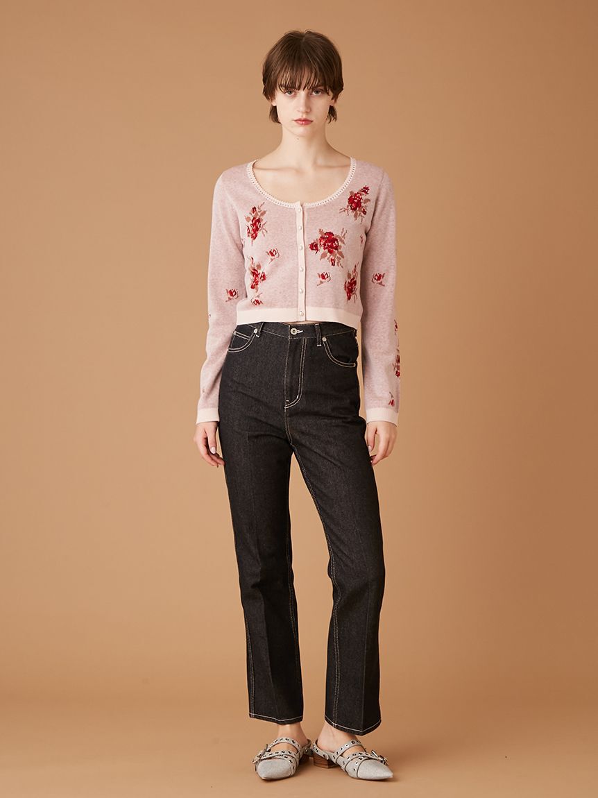 FURFUR「フラワージャガードカーディガン」|カーディガン|