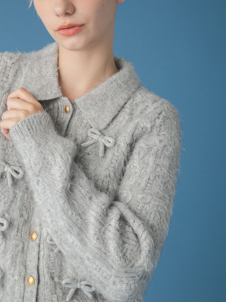 FURFUR「リボンデザインアランポロニットトップス」|ニット・セーター|