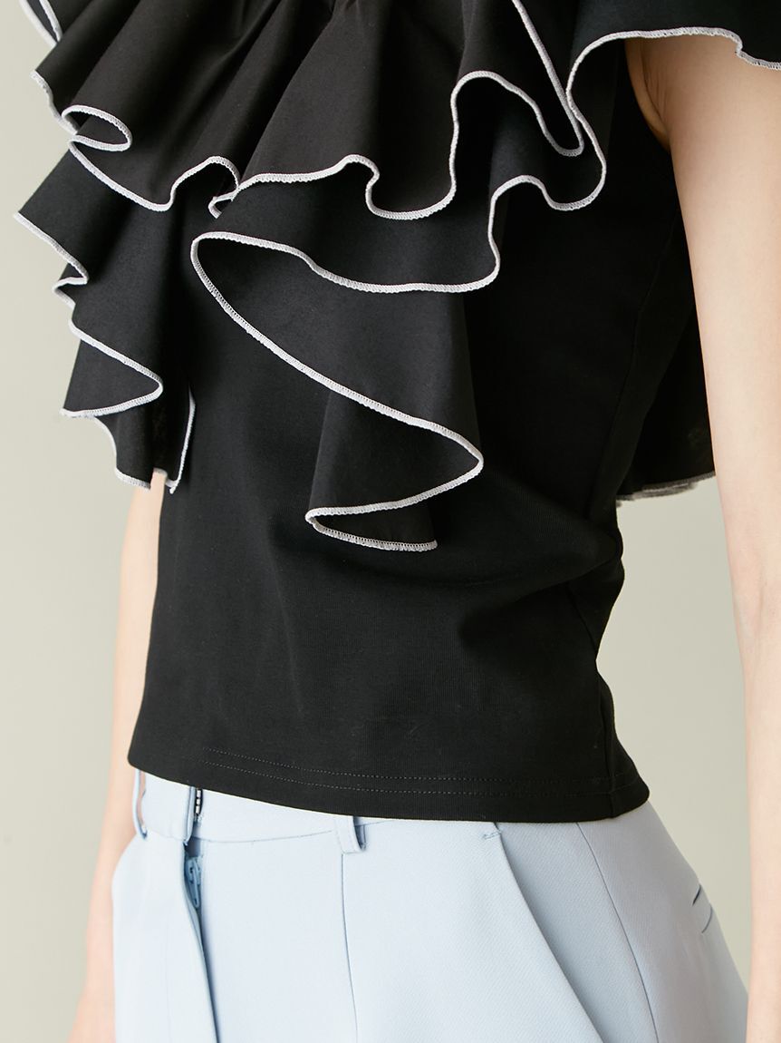 LILY BROWN「デコルテフリルカットトップス」|Tシャツ・カットソー|